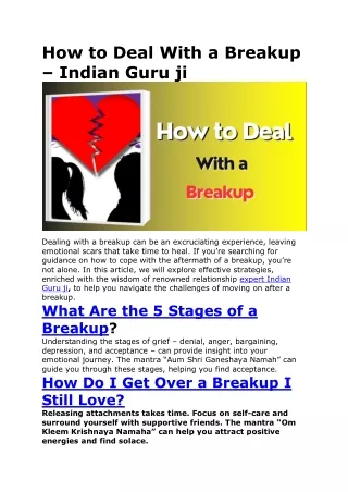 How to Deal With a Breakup – Indian Guru ji