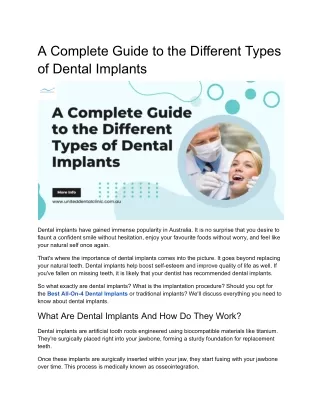 A Complete Guide to the Different Types of Dental Implants