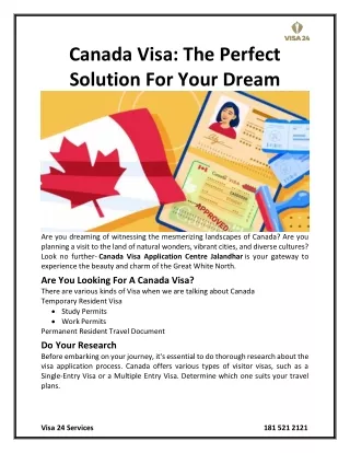 Canada Visa The Perfect Solution For Your Dream