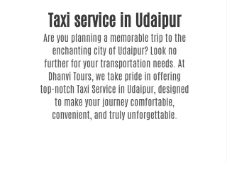 Taxi service in Udaipur