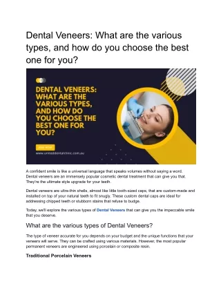 Dental Veneers: What are the various types, and how do you choose the best one f