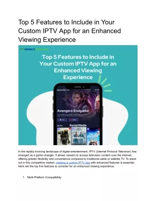 Top 5 Features to Include in Your Custom IPTV App for an Enhanced Viewing Experience