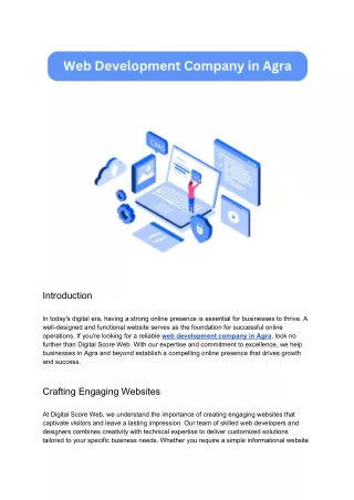 Elevate Your Online Presence with the Leading Web Development Company in Agra - Digital Score Web