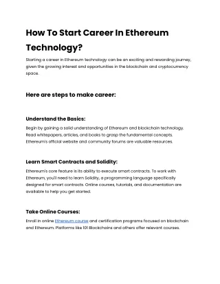 How To Start Career In Ethereum Technology_