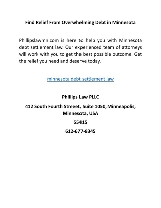 Find Relief From Overwhelming Debt in Minnesota