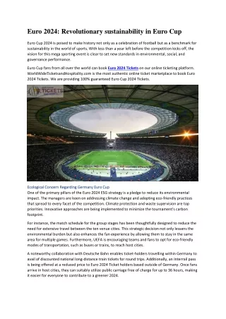 Euro 2024 Revolutionary sustainability in Euro Cup