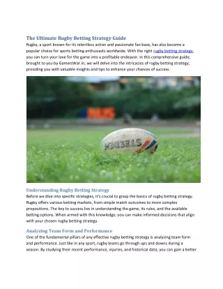 The Ultimate Rugby Betting Strategy Guide