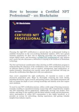 How to become a Certified NFT Professional - 101 Blockchains
