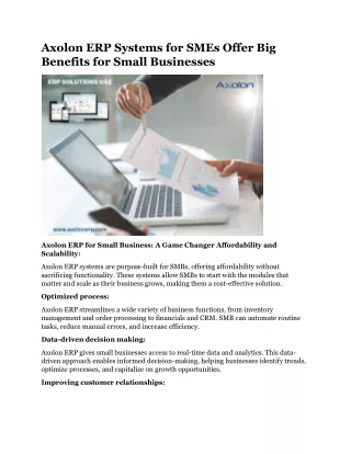 Axolon ERP Systems for SMEs Offer Big Benefits for Small Businesses
