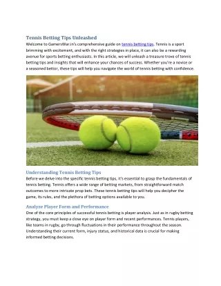 Tennis Betting Tips Unleashed