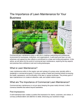 The Importance of Lawn Maintenance for Your Business