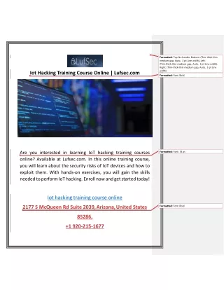 Iot Hacking Training Course Online