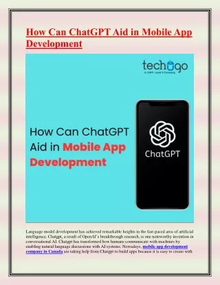 How Can ChatGPT Aid in Mobile App Development