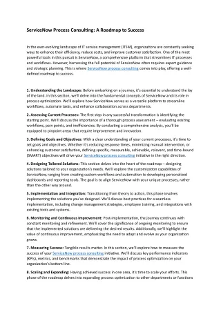 ServiceNow Process Consulting: A Roadmap to Success