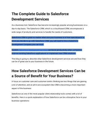 The Complete Guide to Salesforce Development Services