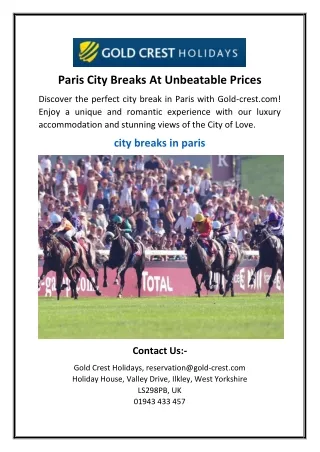 Paris City Breaks At Unbeatable Prices