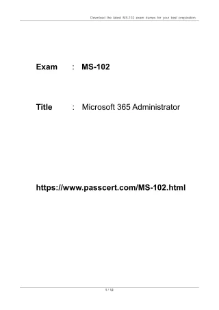 Microsoft 365 Administrator MS-102 Dumps