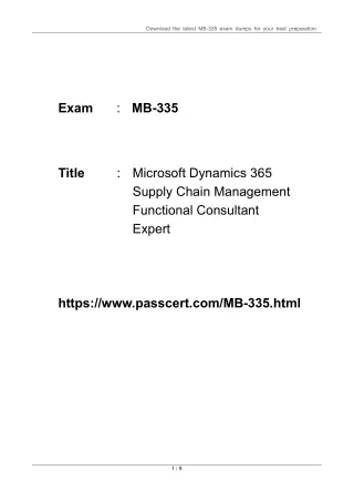 Microsoft Dynamics 365 Supply Chain MB-335 Dumps