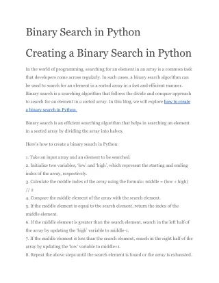 Binary Search in Python