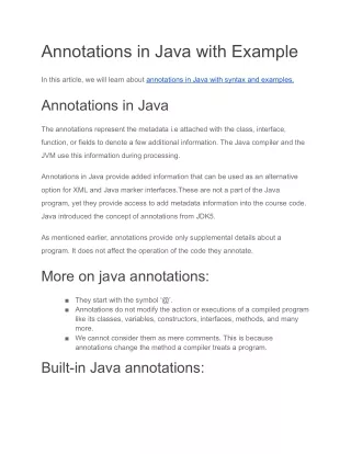 Annotations in Java with Example