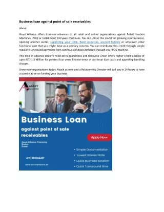 Business loan against point of sale receivables