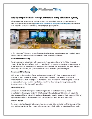 Step-by-Step Process of Hiring Commercial Tiling Services in Sydney