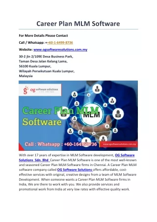 Career Plan MLM Software