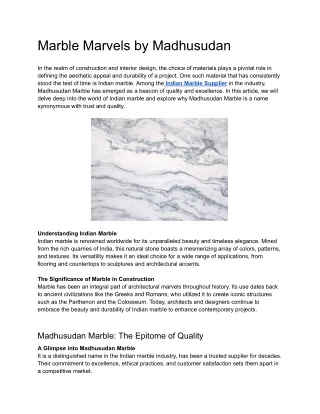 Marble Marvels by Madhusudan