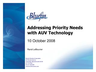 Addressing Priority Needs with AUV Technology