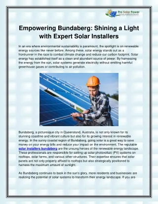 Solar Installers Bundaberg