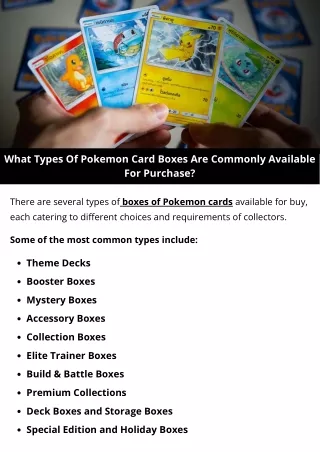 What Types Of Pokemon Card Boxes Are Commonly Available For Purchase