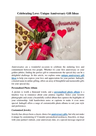 Celebrating Love Unique Anniversary Gift Ideas