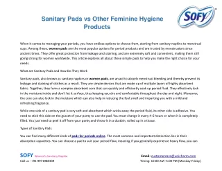 Sanitary Pads vs Other Feminine Hygiene Products