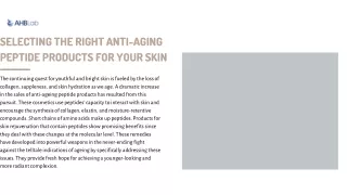 Selecting the Right Anti-Aging Peptide Products for Your Skin