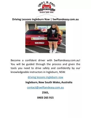 Driving Lessons Ingleburn Nsw