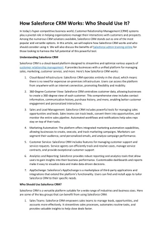 How Salesforce CRM Works