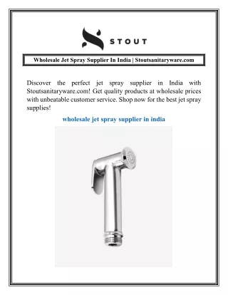 Wholesale Jet Spray Supplier In India  Stoutsanitaryware.com