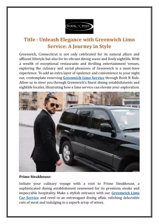 Unleash Elegance with Greenwich Limo Service: A Journey in Style