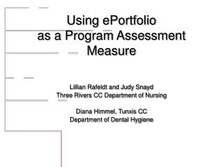Using ePortfolio as a Program Assessment Measure