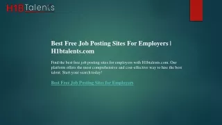 Best Free Job Posting Sites For Employers  H1btalents.com