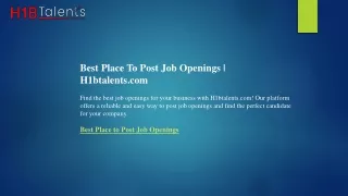 Best Place To Post Job Openings  H1btalents.com