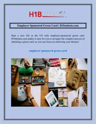 Employer Sponsored Green Card  H1btalents.com