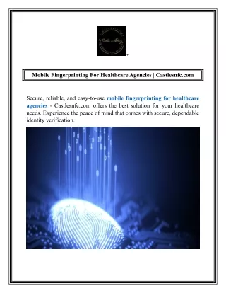 Mobile Fingerprinting For Healthcare Agencies  Castlesnfc.com