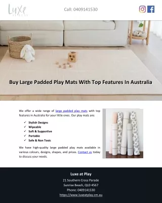 Buy Large Padded Play Mats With Top Features In Australia