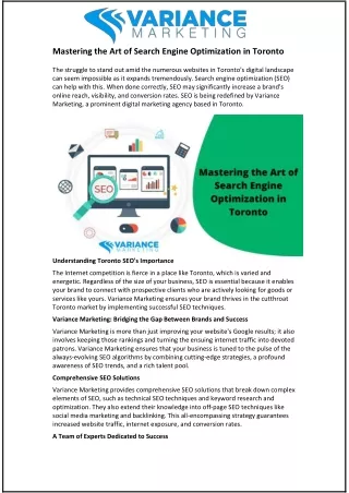Mastering the Art of Search Engine Optimization in Toronto