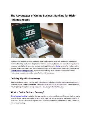 The Advantages of Online Business Banking for High-Risk Businesses