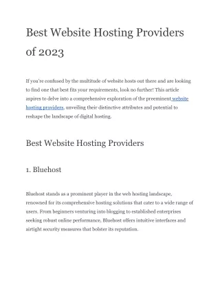 Best Website Hosting Providers of 2023