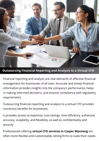 Outsourcing Financial Reporting and Analysis to a Virtual CFO