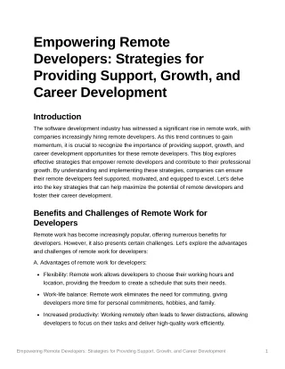 Empowering Remote Developers: Strategies for Providing Support, Growth, and Care