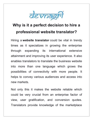 Why is it a perfect decision to hire a professional website translator?